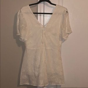 White flutter sleeve romper